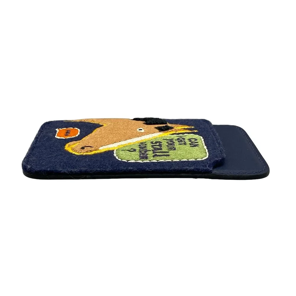 Hermès MagSafe Eman Stall Number Card Case Navy Light Brown Multi Veau Swift